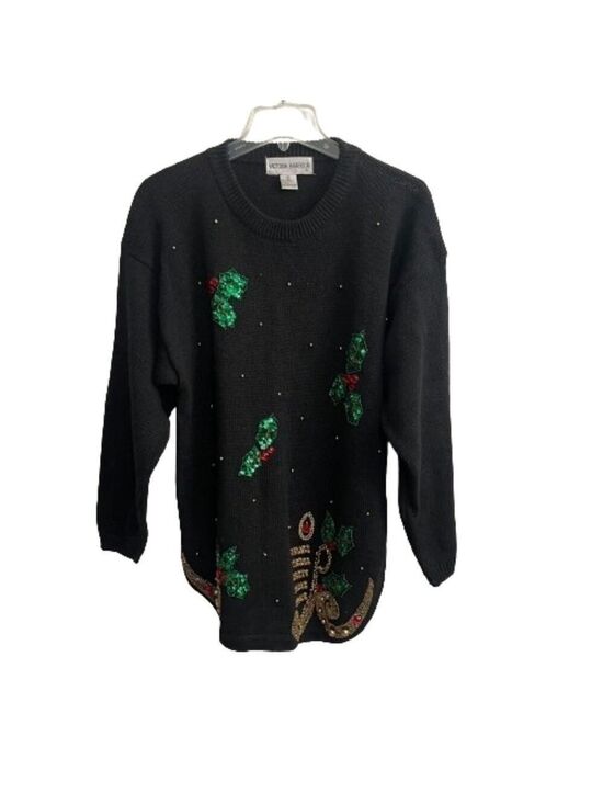 victoria harbour Sweaters - Women’s Victoria Harbour Vintage 90’s Black Christmas Sweater Size Medium!